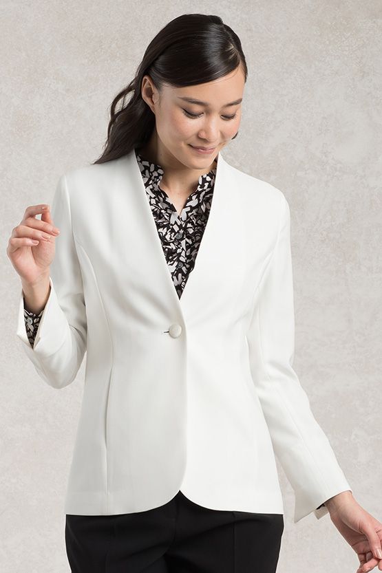 Collarless 2025 white jacket