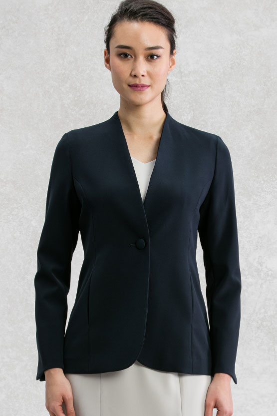 Collarless 2025 navy jacket