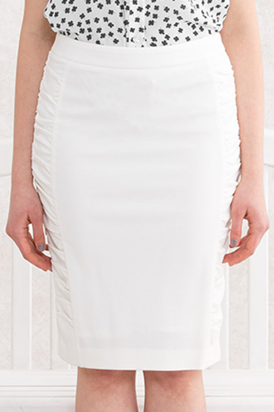 Pure White Side-gathered Skirt | kay me | kay me