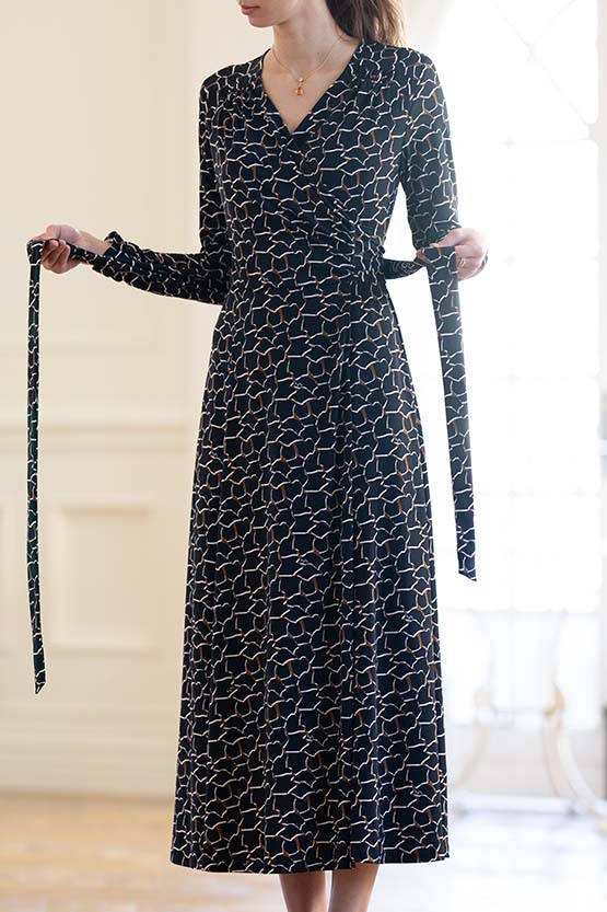 L'Or　Cache-coeur Knit Dress Black