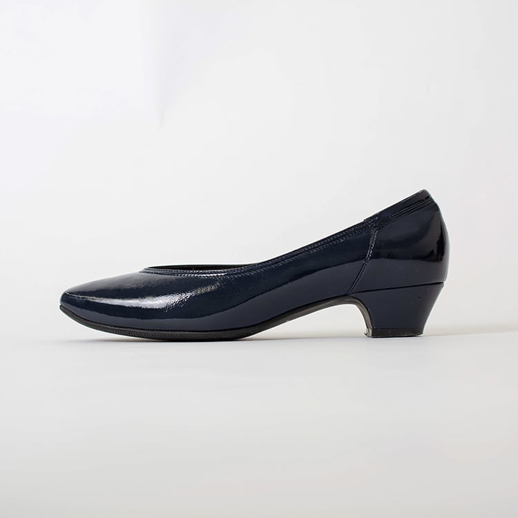 Navy Vegan Enamel Howa Howa Stretch Flats | kay me | kay me