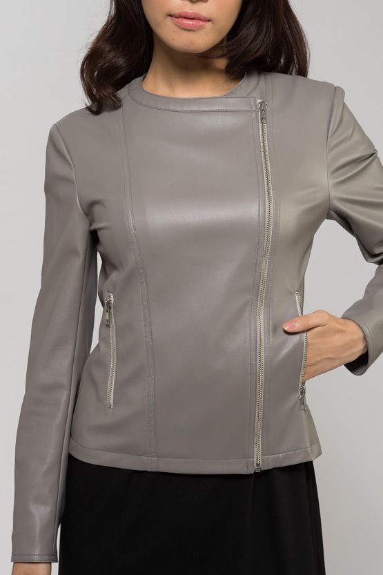 womens leather jacket no collar