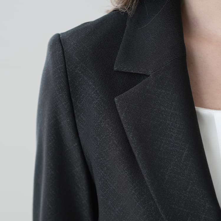 Stretch Jacquard Black Tailored Jacket | kay me | kay me