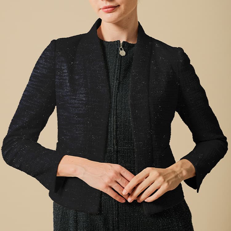 Tweed] Navy Bolero Jacket | kay me | kay me