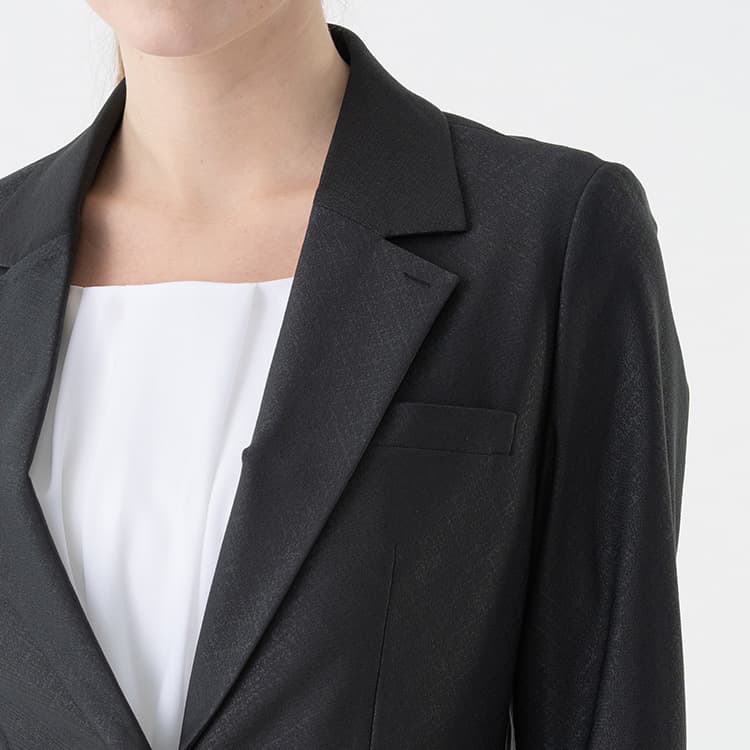 Stretch Jacquard Black Tailored Jacket | kay me | kay me