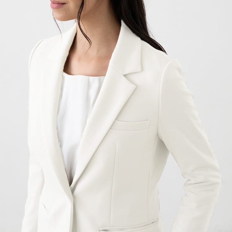 Double Jersey White Relaxed Sleeve Tailored Jacket | kay me | kay me