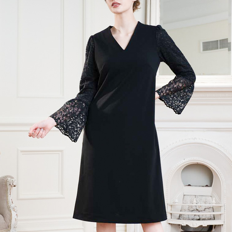 Black lace outlet bell sleeve dress