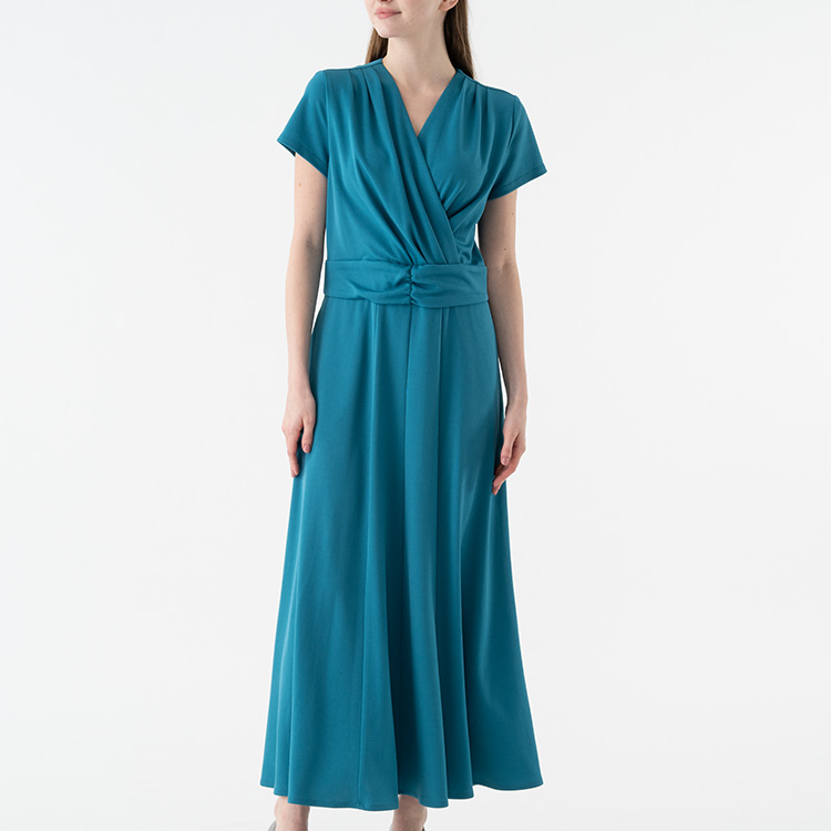 Cotton Blend Turquoise Long Marilyn Dress | kay me | kay me