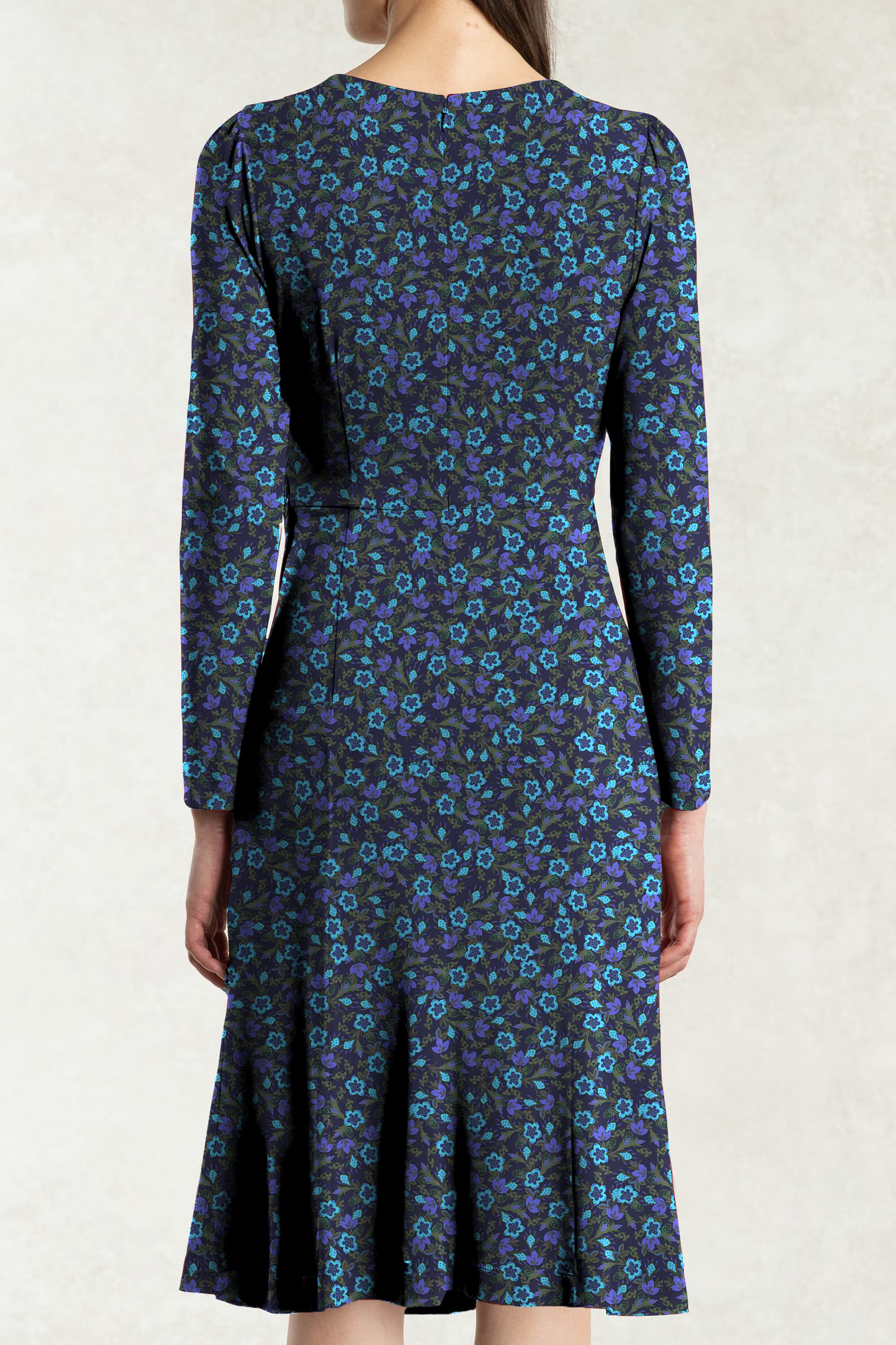 Navy Petite Flower Gather Dress | kay me | kay me